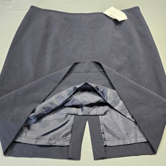 Macy's Navy Blue Suit Skirt NEW Lined Slit Zip A-Line Midi Womens Petite Size 16 - Picture 6 of 9